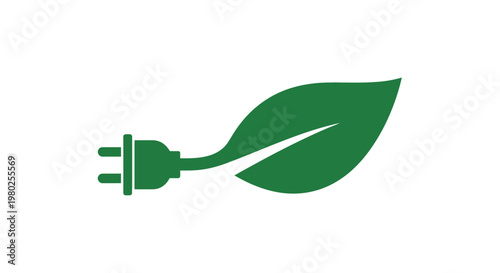 Green leaf plug eco friendly symbol.