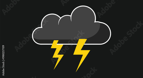 Pixel Art Grey Cloud With Yellow Lightning Bolts On Black Background