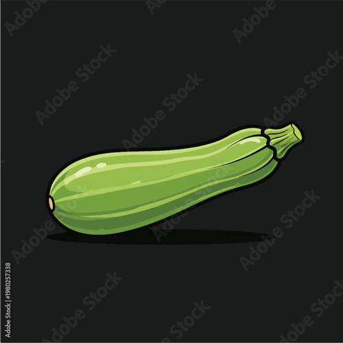 Pixel Art Green Zucchini Vector Illustration Isolated On Black Background