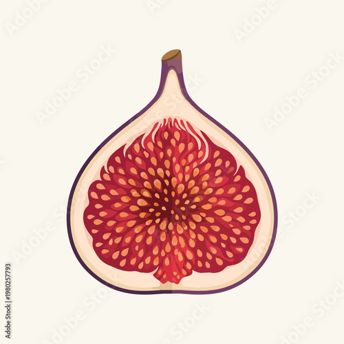 Pixel Art Half Fig Ripe Fruit Isolated Object On White Background Vector