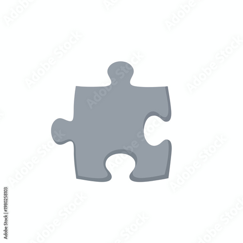 Close up of a Single Puzzle Piece on White Background for Creative Projects