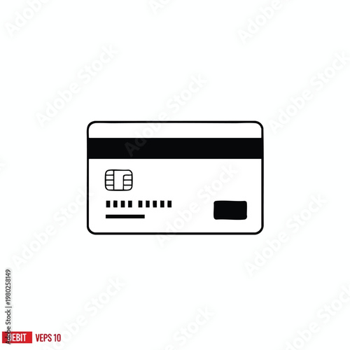 Close up of a modern credit card with magnetic stripe and chip details