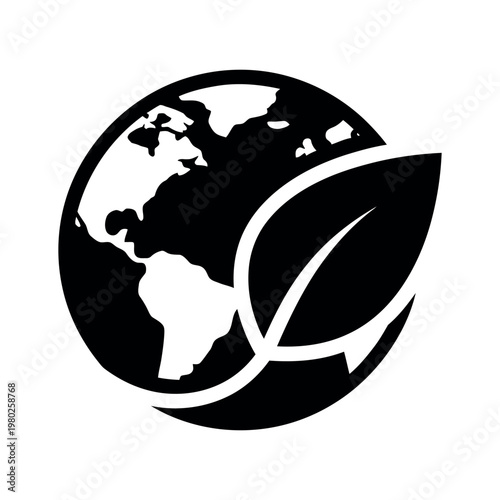 Earth globe with a leaf icon Keywords: earth, globe, planet, world, leaf, nature, ecology