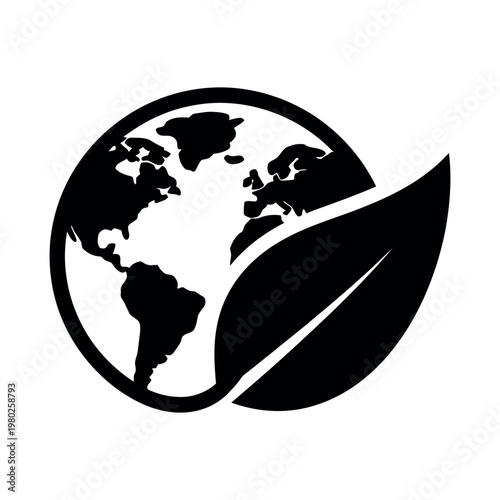 Earth globe with a leaf icon Keywords: earth, globe, planet, world, leaf, nature, ecology