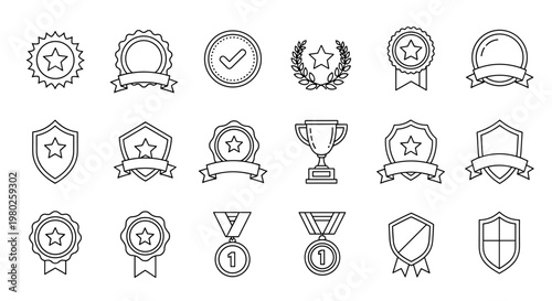 Awards and badges icons set.