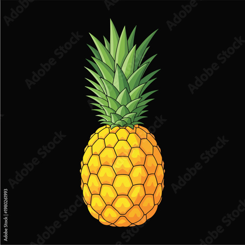 Pixel Art Pineapple Illustration On Black Background Vector Design