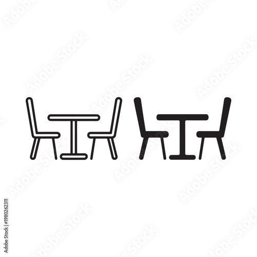 Minimalist black and white illustration of chairs in varying positions