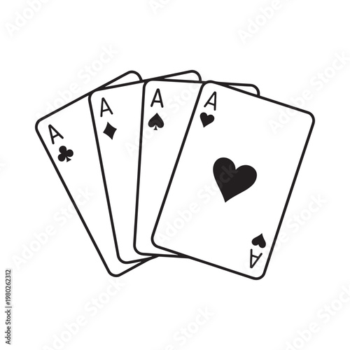 Four aces of playing cards displayed in a simple black and white illustration