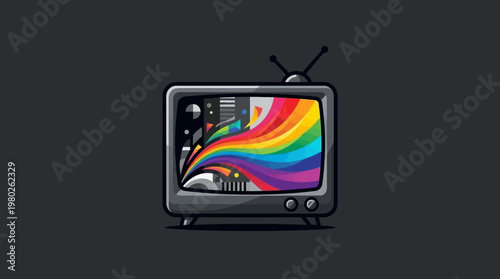 Retro Television Screen with Abstract Colorful Display