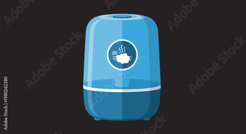 Pixel Art Style Blue Humidifier On Dark Background Vector Illustration