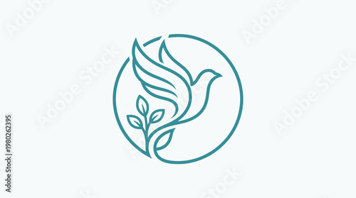 Minimalist Blue Dove Logo Design