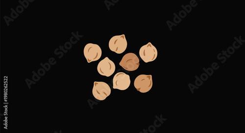 Pixel Art Style Chickpeas Beans Isolated On Black Background Design
