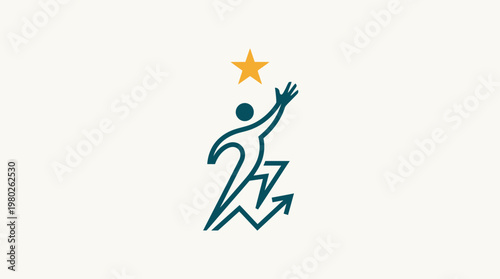 Reaching for Success Person and Star Icon