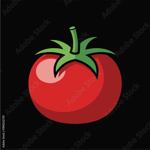 Red Tomato Pixel Art Vector Isolated On Black Background