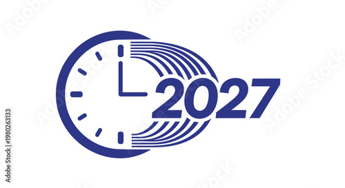Clock with the year 2027.