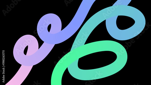 抽象背景 カラフルな曲線スワッシュデザイン ブラック背景のポップでクールなバナー・広告用ベクター素材 / Abstract background colorful curved swash lines on black background pop cool banner design vector
