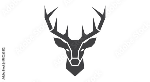 Deer Antler Animal Head Logo Design.