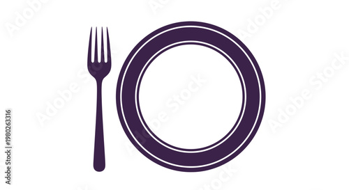 Dark Purple Plate and Fork Setting.