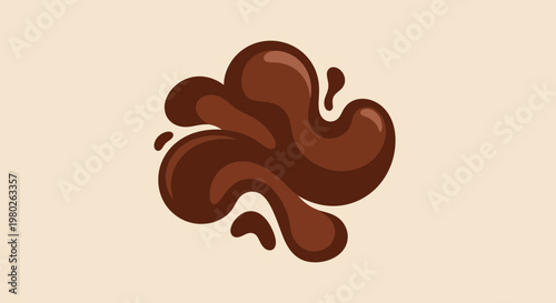 Abstract Chocolate Splash - Swirling Dark Chocolate Liquid Design