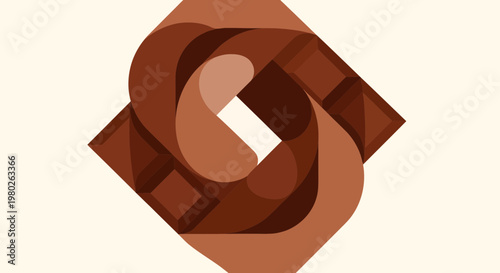 Abstract Chocolate Swirl Logo Design with Geometric Elements