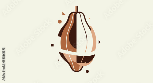 Abstract Cocoa Pod Illustration with Geometric Shapes
