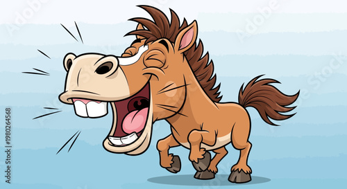 Cartoon Horse Laughing Out Loud, Funny Animal Illustration