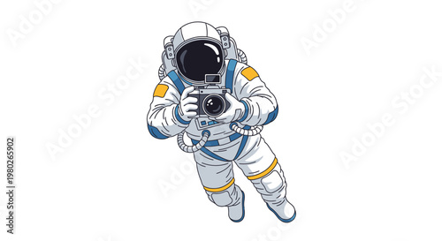 Astronaut in Space Suit Floating.
