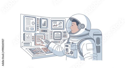 Astronaut in Space Suit Working 1.