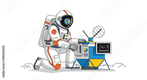 Astronaut in Space Suit Working 2.