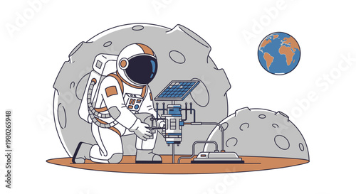Astronaut on the Moon Surface Exploration.