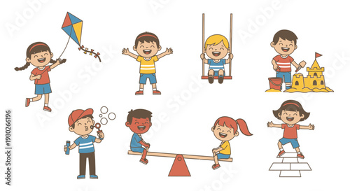 Children Playing on Playground Equipment.