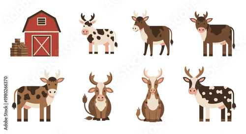Collection of various deer animals standing.