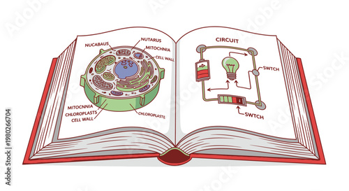 Detailed illustrations of cell biology.
