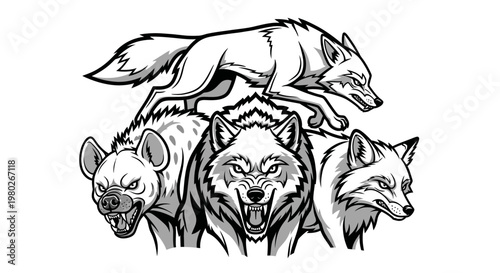 Group of wolves standing together.