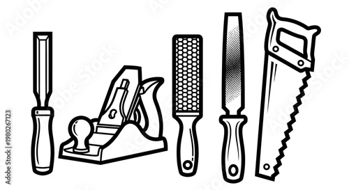 Hand tools for woodworking and carpentry.