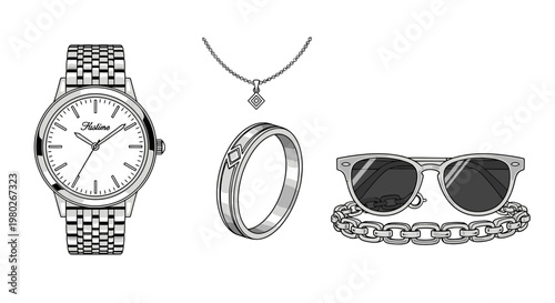 Jewelry accessories on white background.