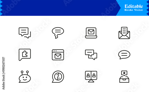 Conversation And Dialogue Line Icon Pack – Unique, Clean, Editable Design of Simple Line Art for Digital Interactions