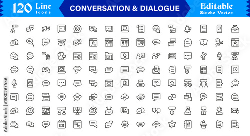 Conversation And Dialogue Line Icon Pack – Unique, Clean, Editable Design of Simple Line Art for Digital Interactions
