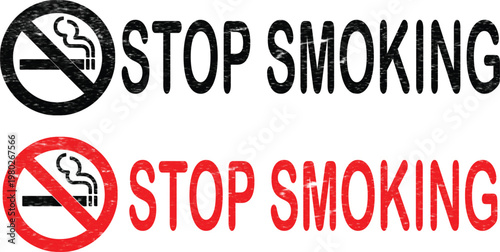 A stop smoking sign with a red and black design