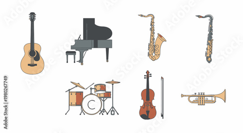 Musical Instruments Collection Variety Display.