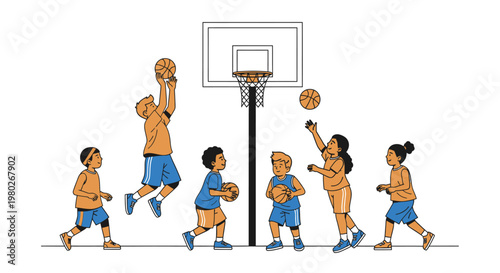 People Playing Basketball on Court.