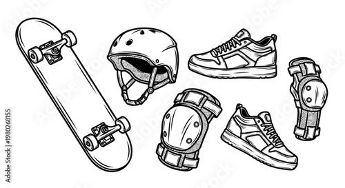 Skateboard and protective gear accessories 1.