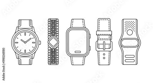 Smartwatch and leather watch straps.