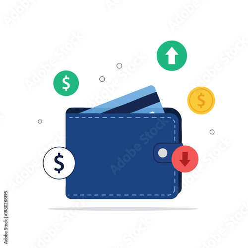 Modern Wallet with Financial Icons for Business and Personal Use