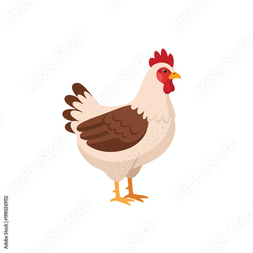 Cute and Friendly Cartoon Chicken Illustration for Food or Farm Theme
