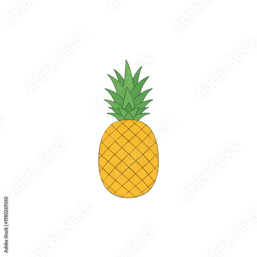 Vibrant Digital Illustration of a Fresh Pineapple Fruit