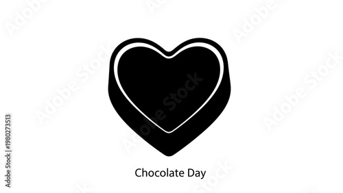A black heart icon with a white outline on a white background with the text 'Chocolate Day'.