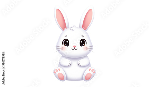 Cute white bunny reaching for a hug vector illustration isolated on white background for kids nursery design
