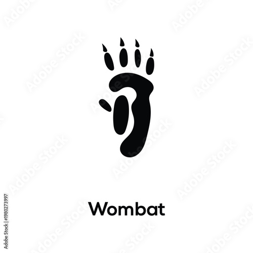 Wombat Footprint Paw Print Silhouette Vector Icon Black Isolated Wildlife Track Symbol