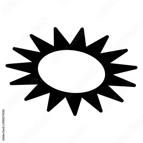Dynamic black starburst or explosion-shaped bubble, solid black silhouette, isolated on a white background for dramatic shout or action effects.